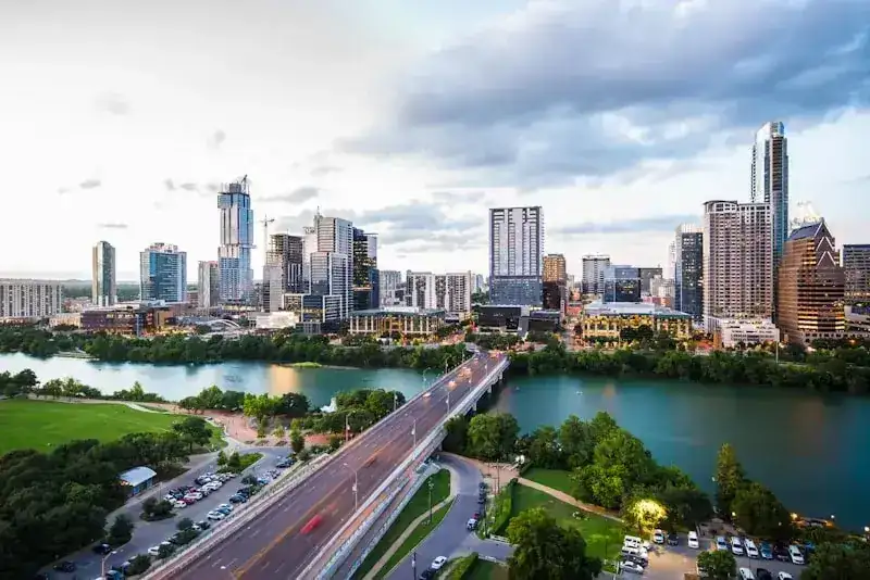 Houston skyline at dusk — Gray Reserve operates from The Woodlands, Texas